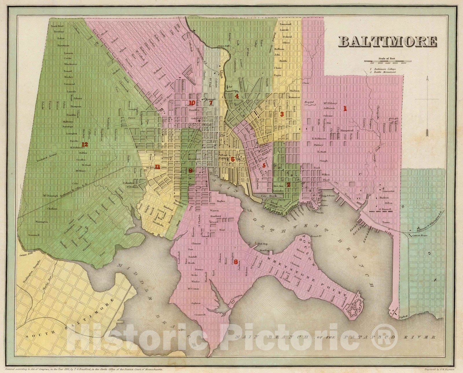 Historic Map : 1841 Baltimore. - Vintage Wall Art