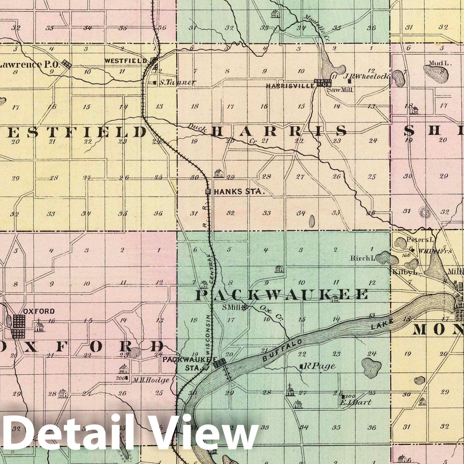Marquette County, Wisconsin - Geologic Map, 1878 - Historical Atlas Print