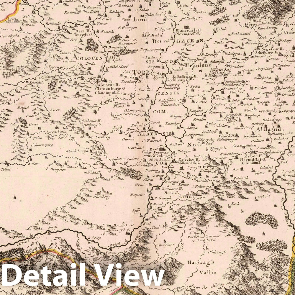 Historic Map : 1694 Principality of Transylvania, Romania. - Vintage Wall Art
