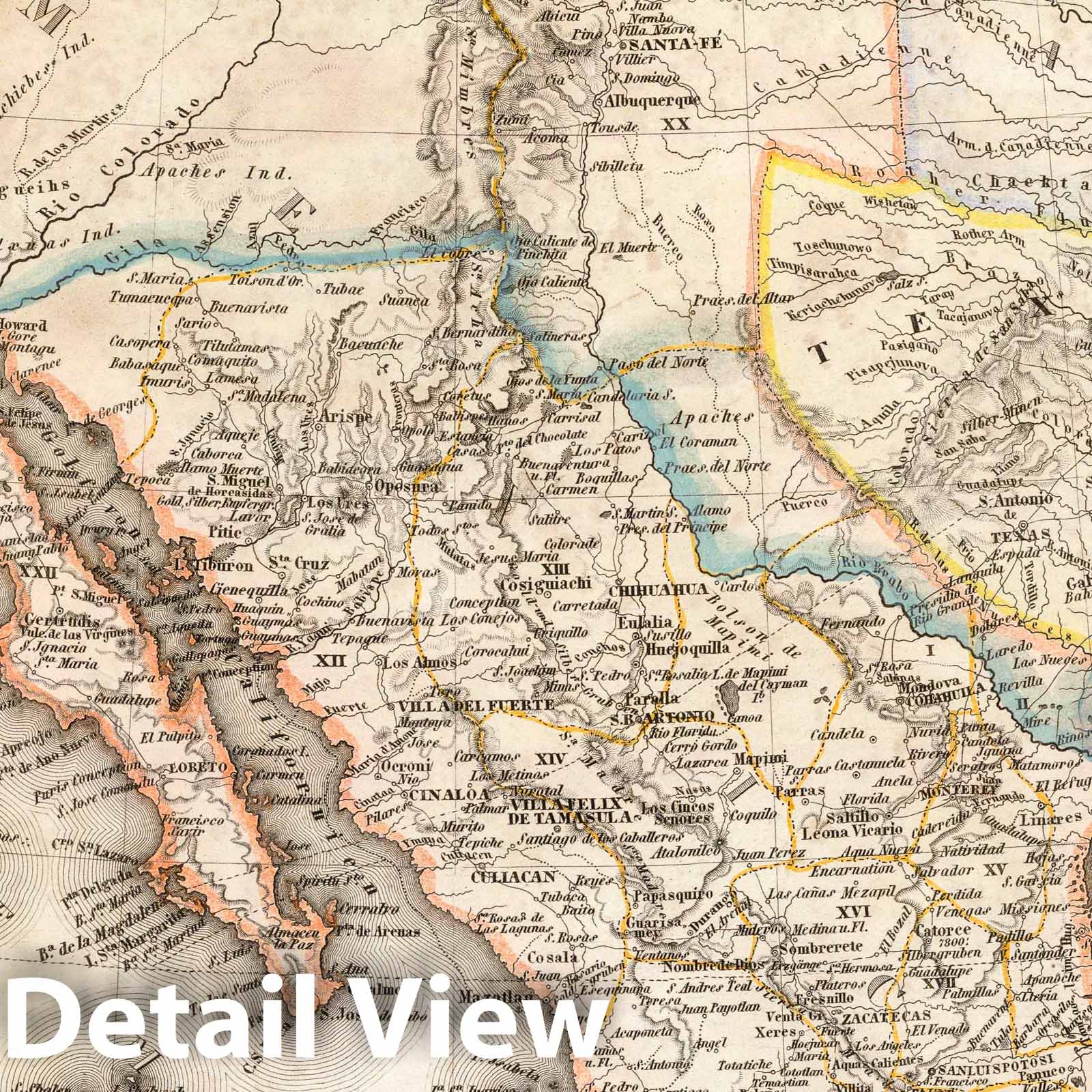 Mexico - Boundary Map, 1845 - Historical Map Print