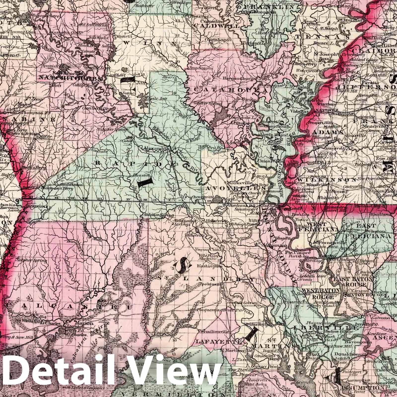 Louisiana - Survey Map, 1874 - Historical Map Print