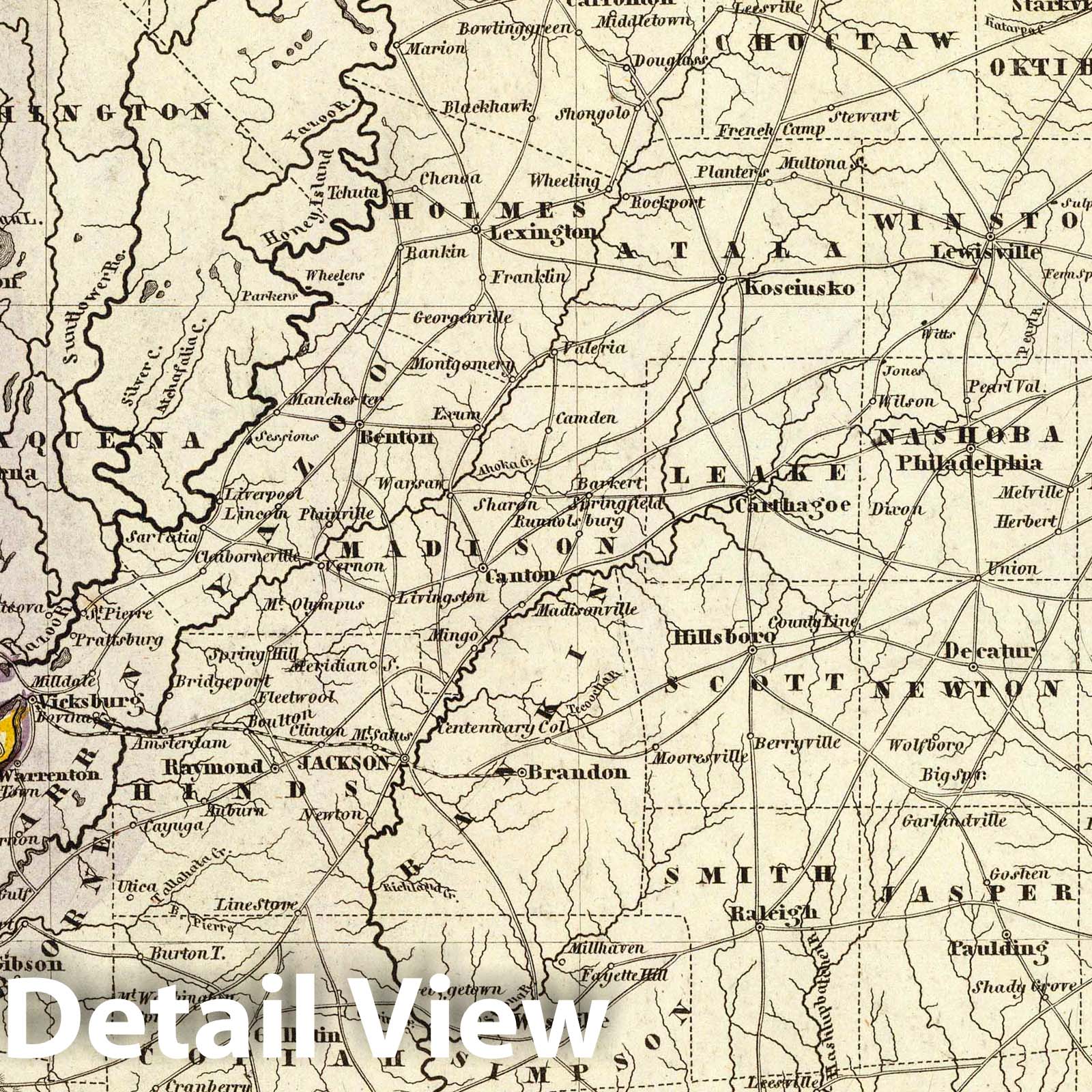Mississippi - Boundary Map, 1852 - Historical Map Print