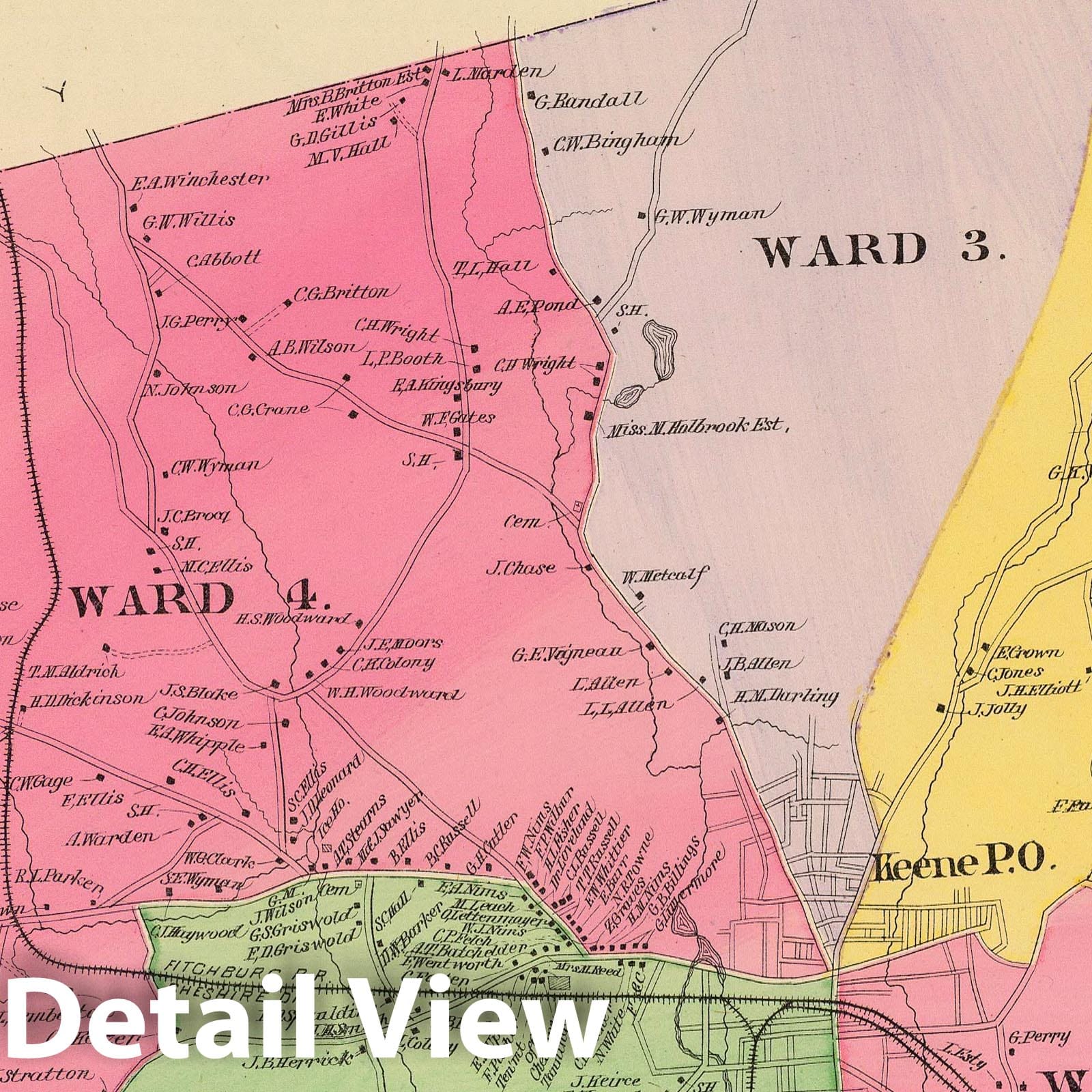 Keene, Cheshire County, New Hampshire - Railroad Map, 1892