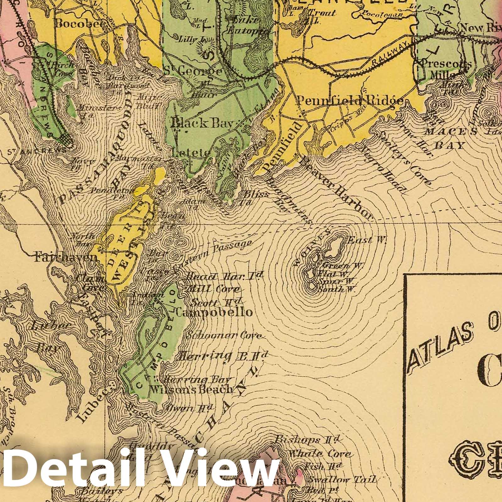 Charlotte County, New Brunswick - Railroad Map, 1878 - Historical Map Print
