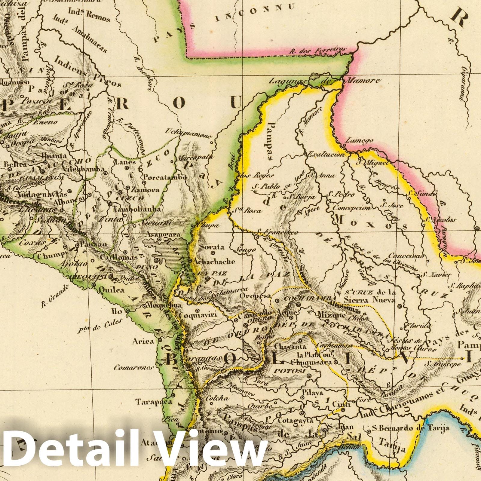 Peru and Bolivia - Plate No. 66, 1837 - Hand-Colored Historical Map Print