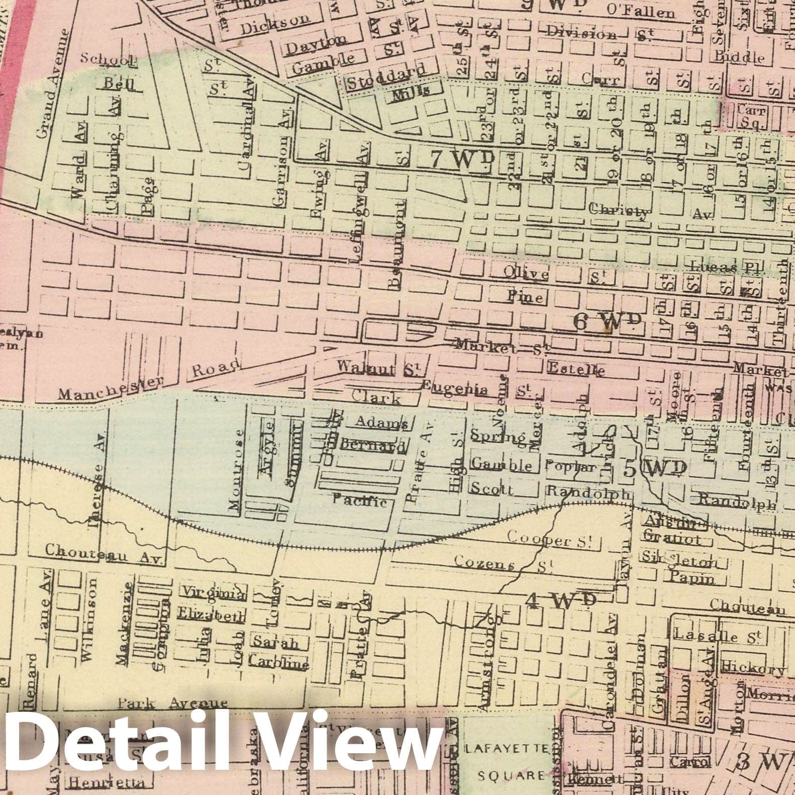 St. Louis, Missouri - Railroad Map, 1884 - Historical City Plan Print