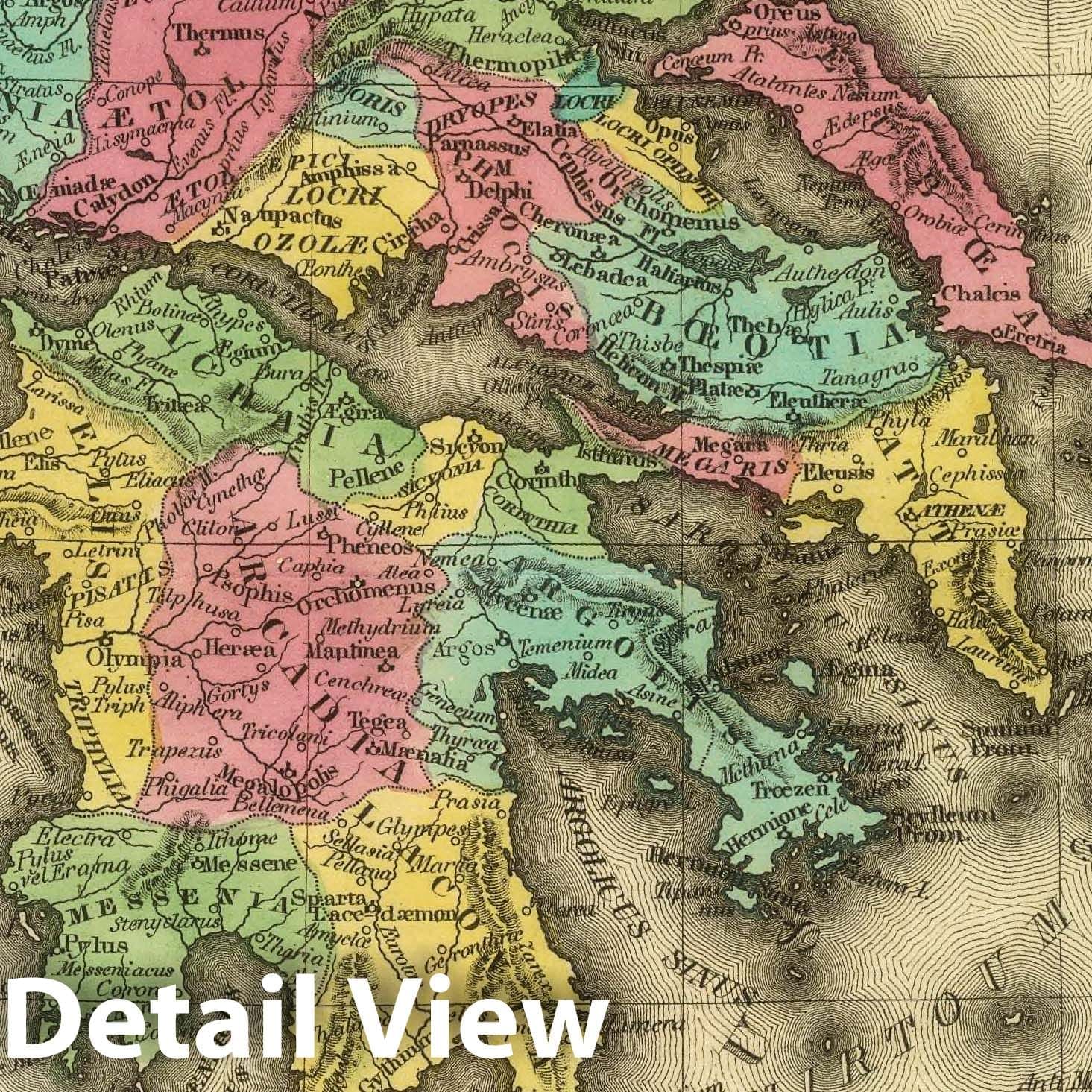 Ancient Greece and Crete, 1826 - Historical Map Print