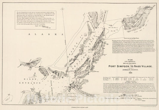 Port Simpson to Nass Village, British Columbia - Survey Map, 1868