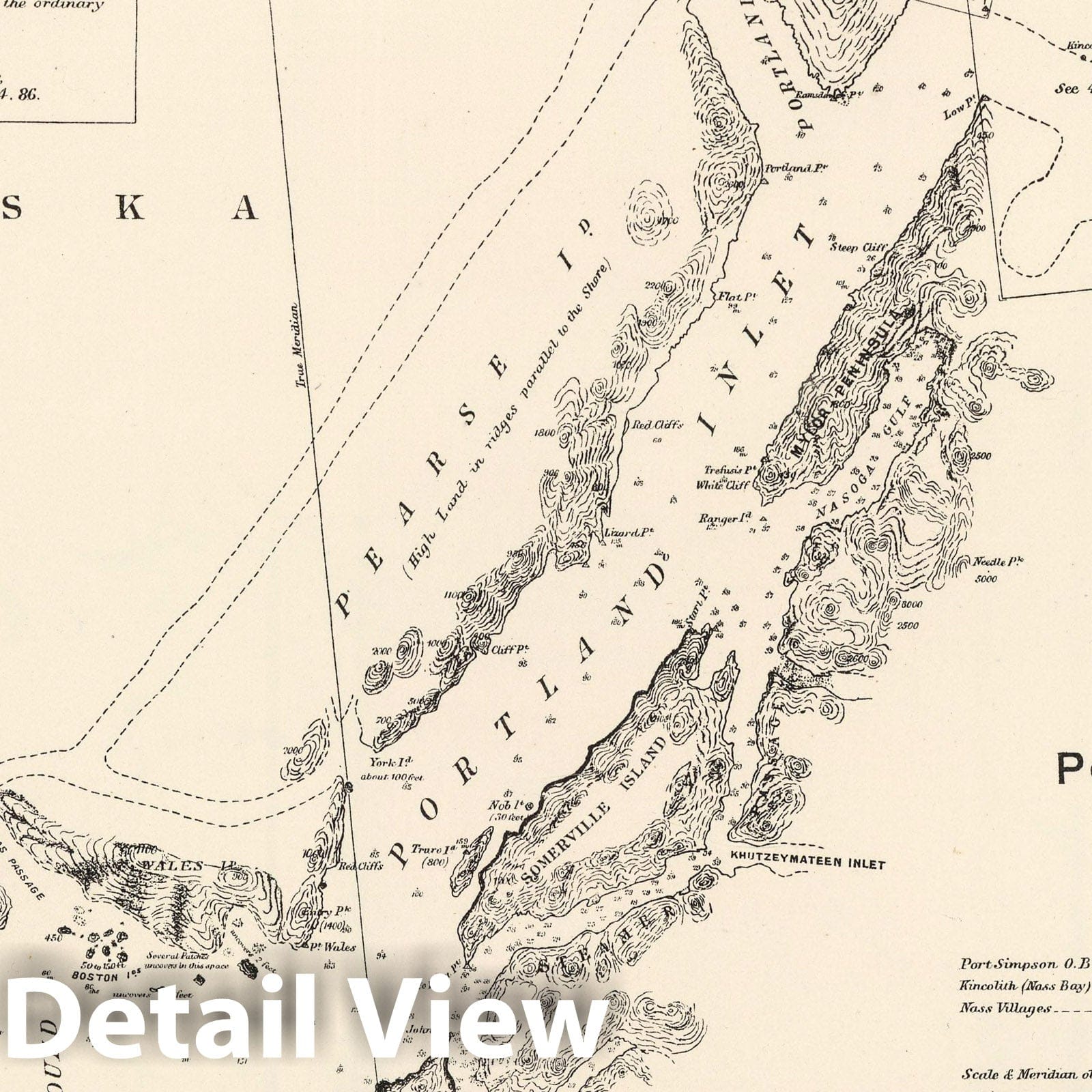 Port Simpson to Nass Village, British Columbia - Survey Map, 1868