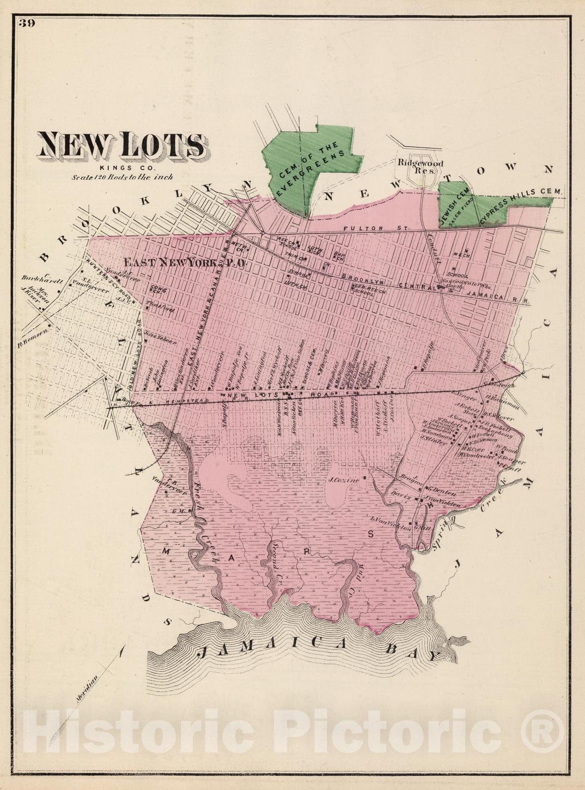 Historic Map : 1873 East New York. Long Island. - Vintage Wall Art