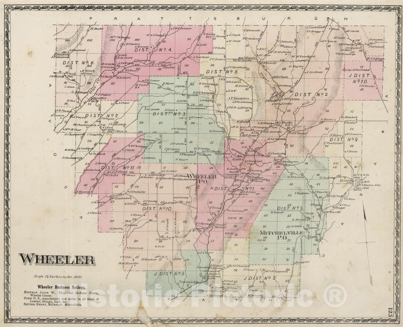Historic Map : 1873 Wheeler. - Vintage Wall Art