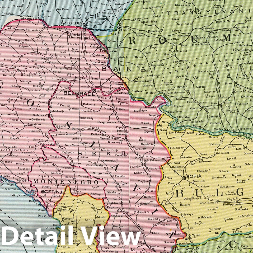 Yugoslavia and the Balkan States, 1925 - Historical Map Print