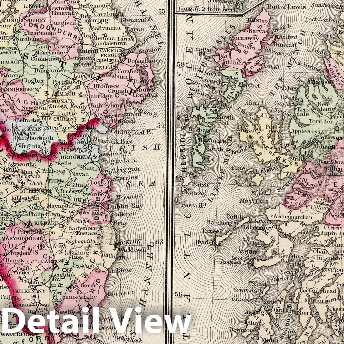 Ireland and Scotland with Shetland Islands - Railroad Map, 1874