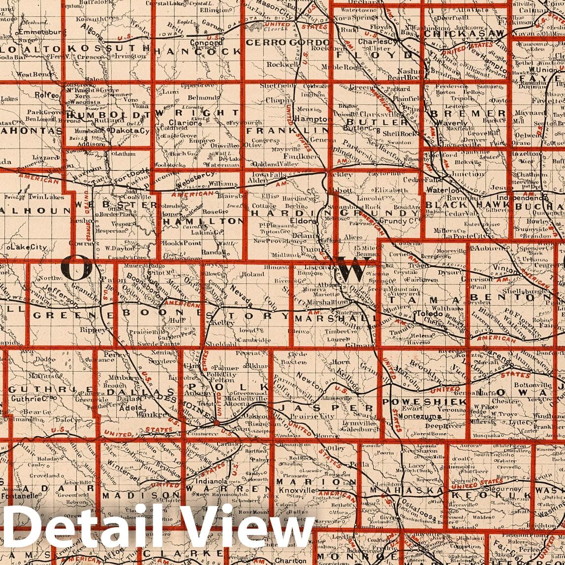 Iowa - Railroad Map, 1878 - Cram's Standard American Atlas