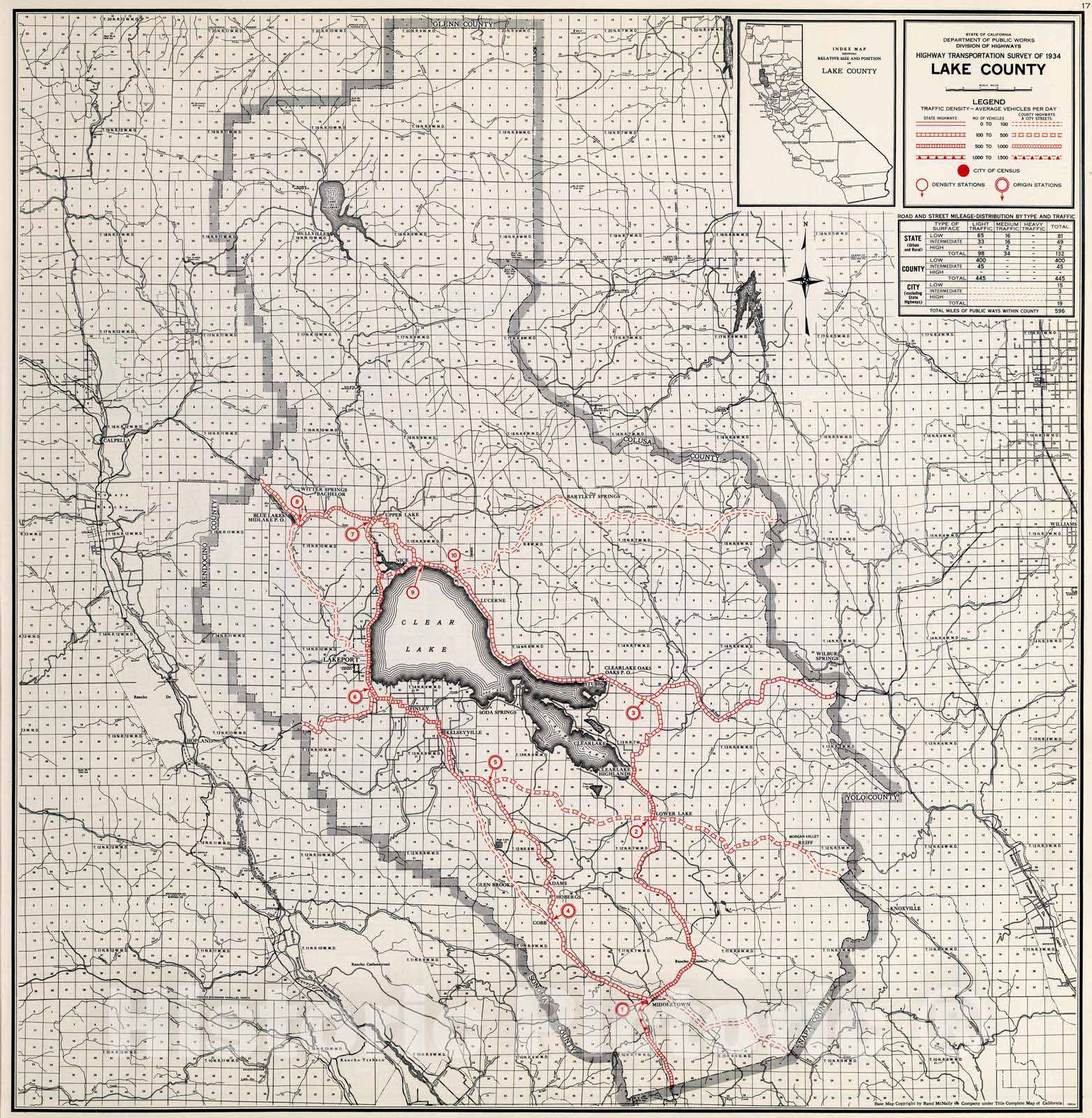 Historic Map : 1935 Lake County. - Vintage Wall Art