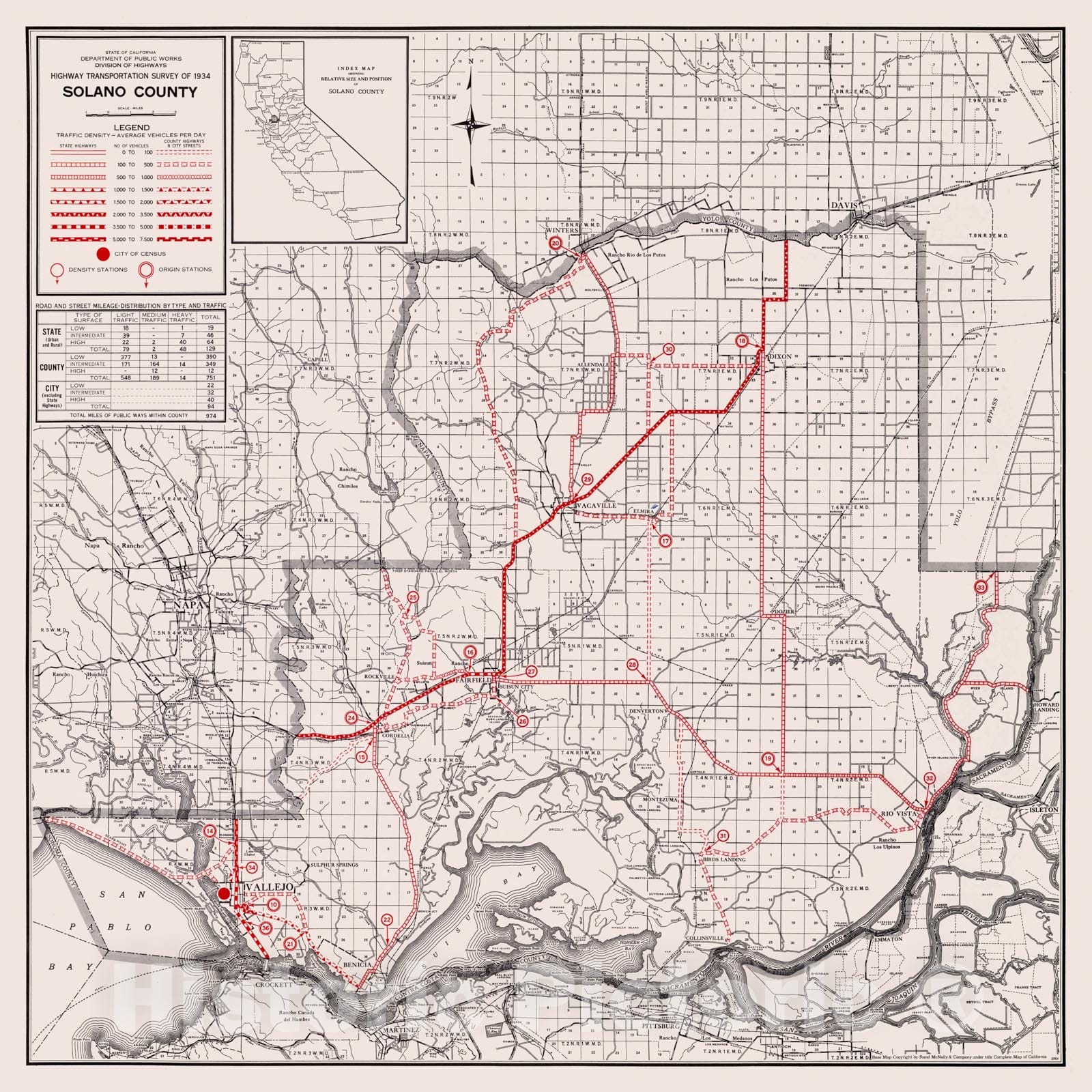 Historic Map : 1935 Solano County. - Vintage Wall Art