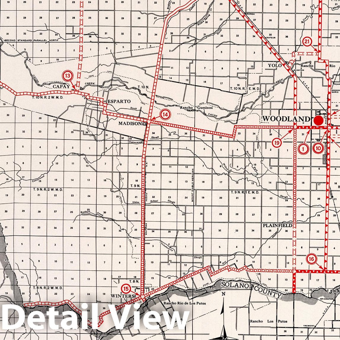 Yolo County, California - Road Map, 1935