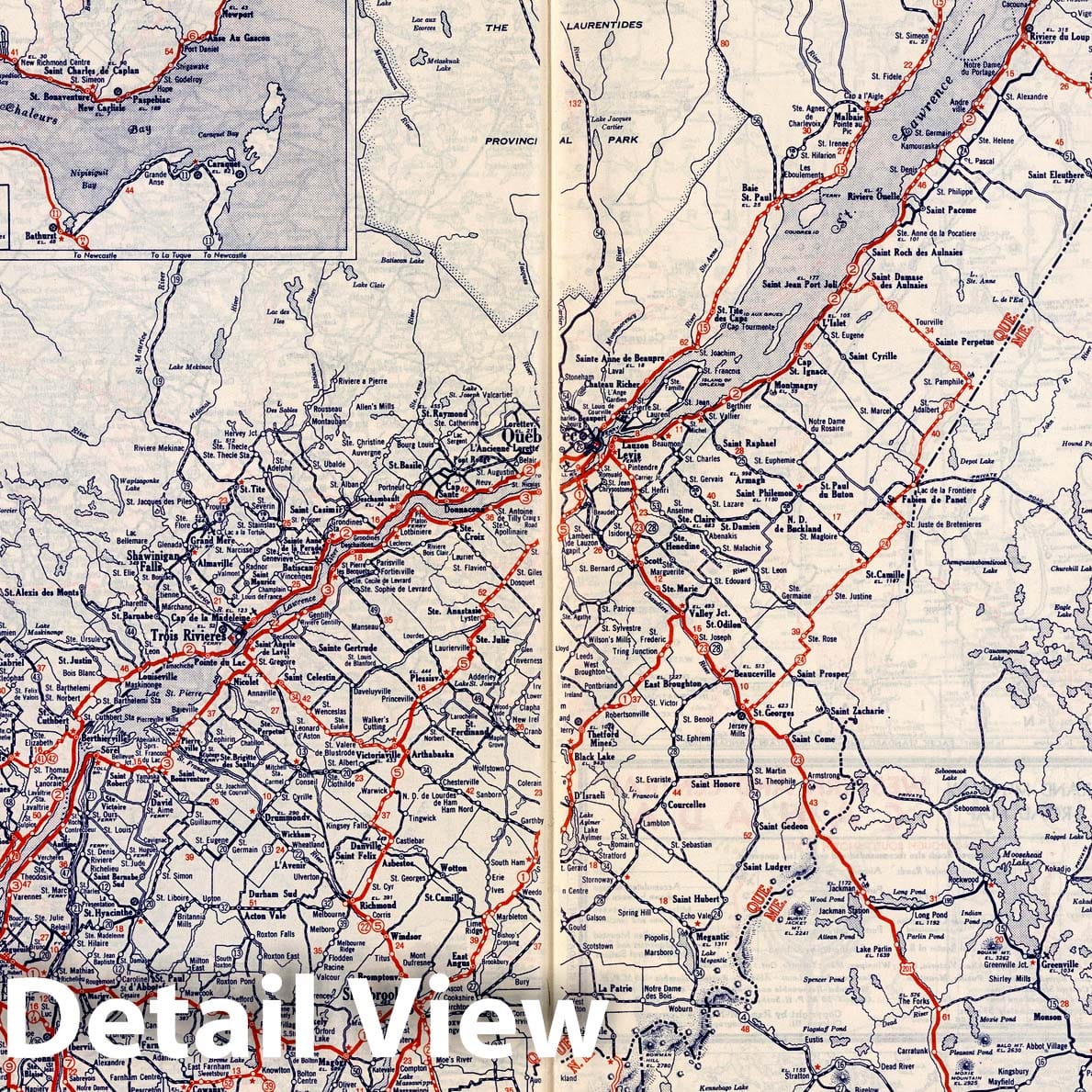 Quebec Road Map 1939 - Historical Map Print