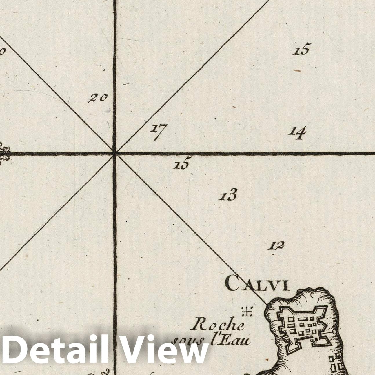 Bay of Calvi, Corsica - Nautical Chart, 1764 - Bellin Maritime Map Print