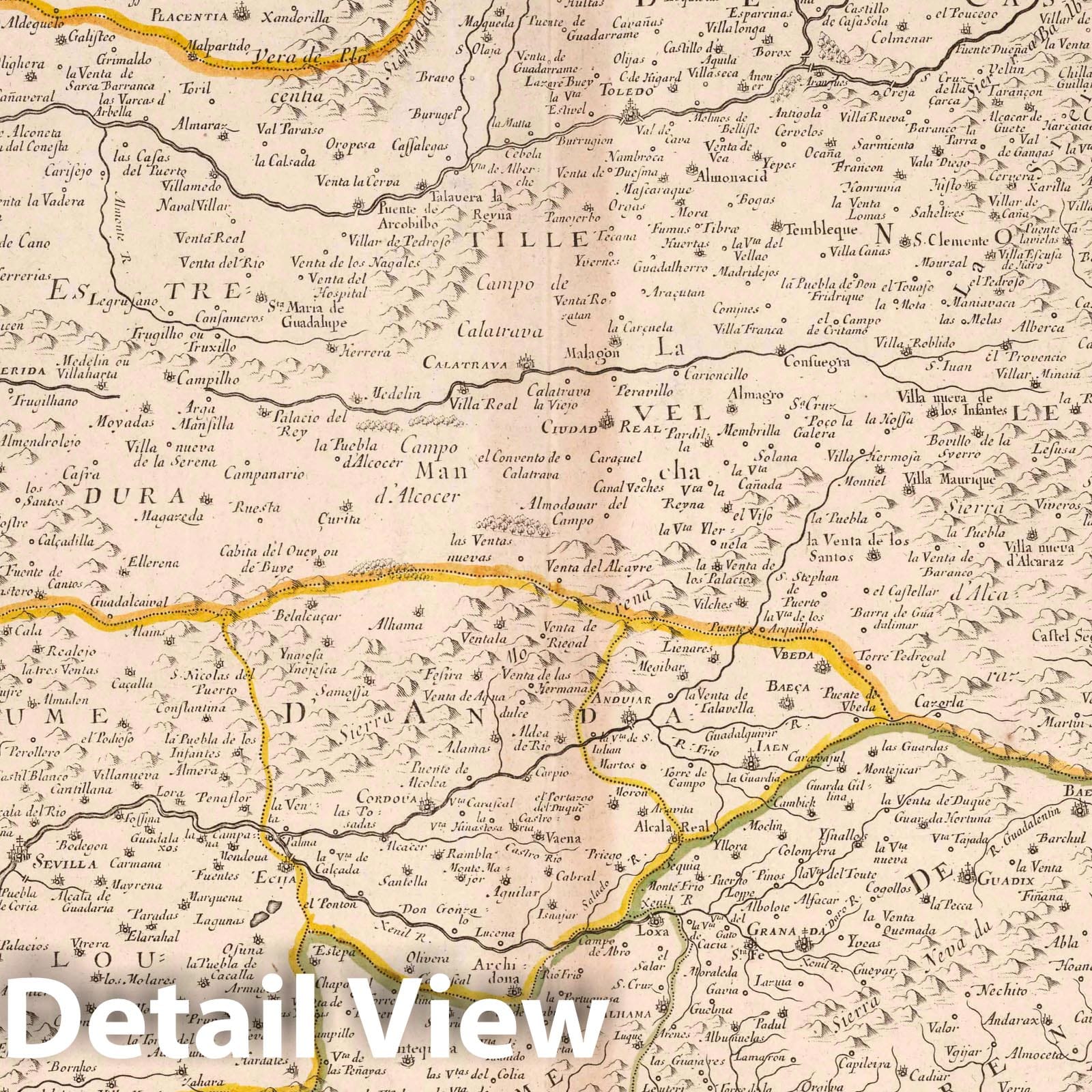 Historic Map : 1703 Estates of the Crown of Castile, Spain. - Vintage Wall Art