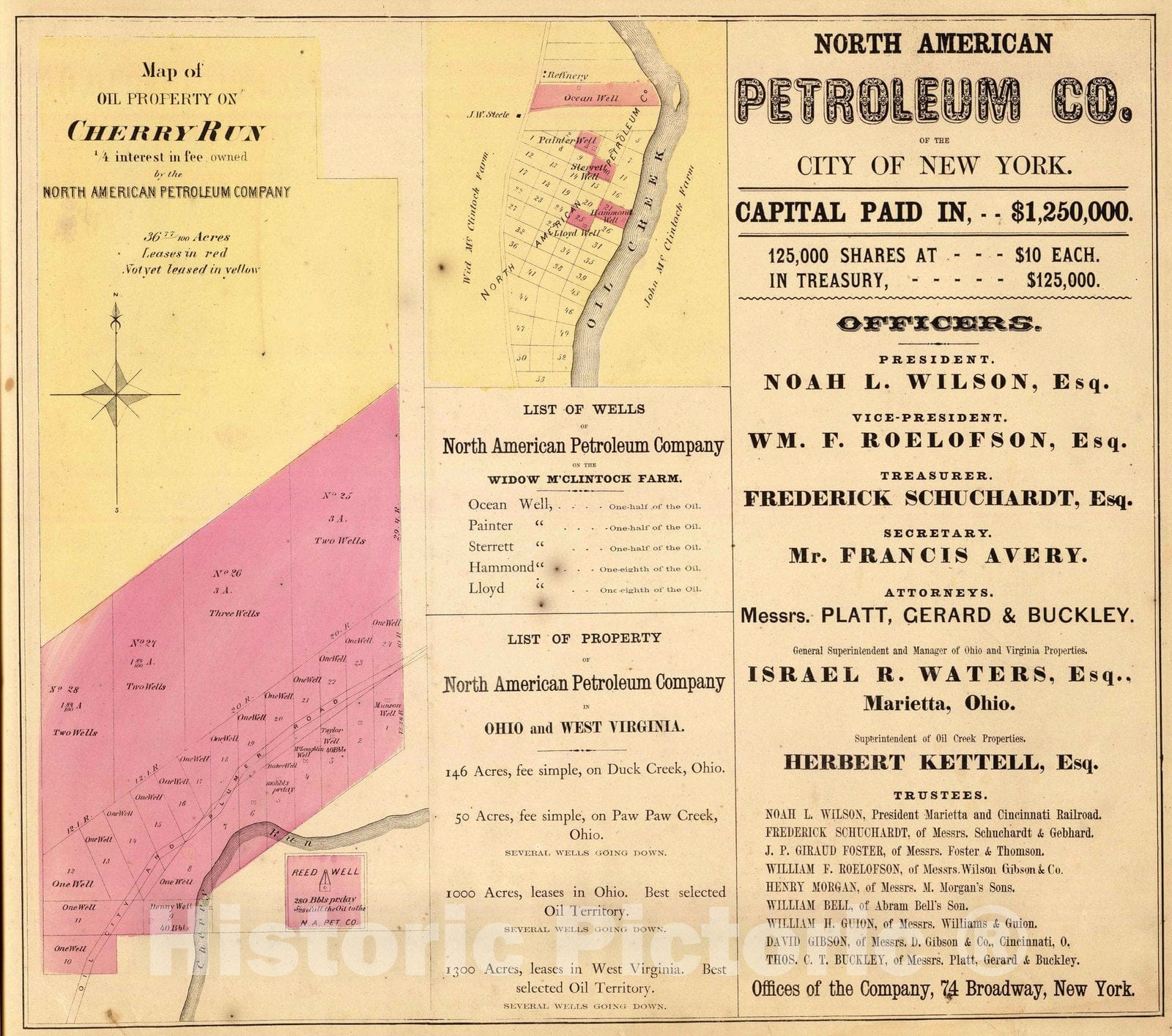 Historic Map : 1865 Cherry Run property. - Vintage Wall Art