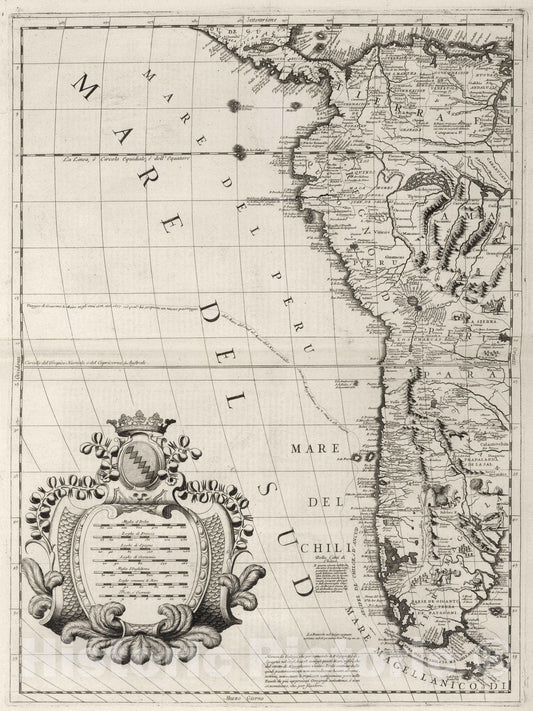 Historic Map : 1693 America Meridionale (western sheet). - Vintage Wall Art
