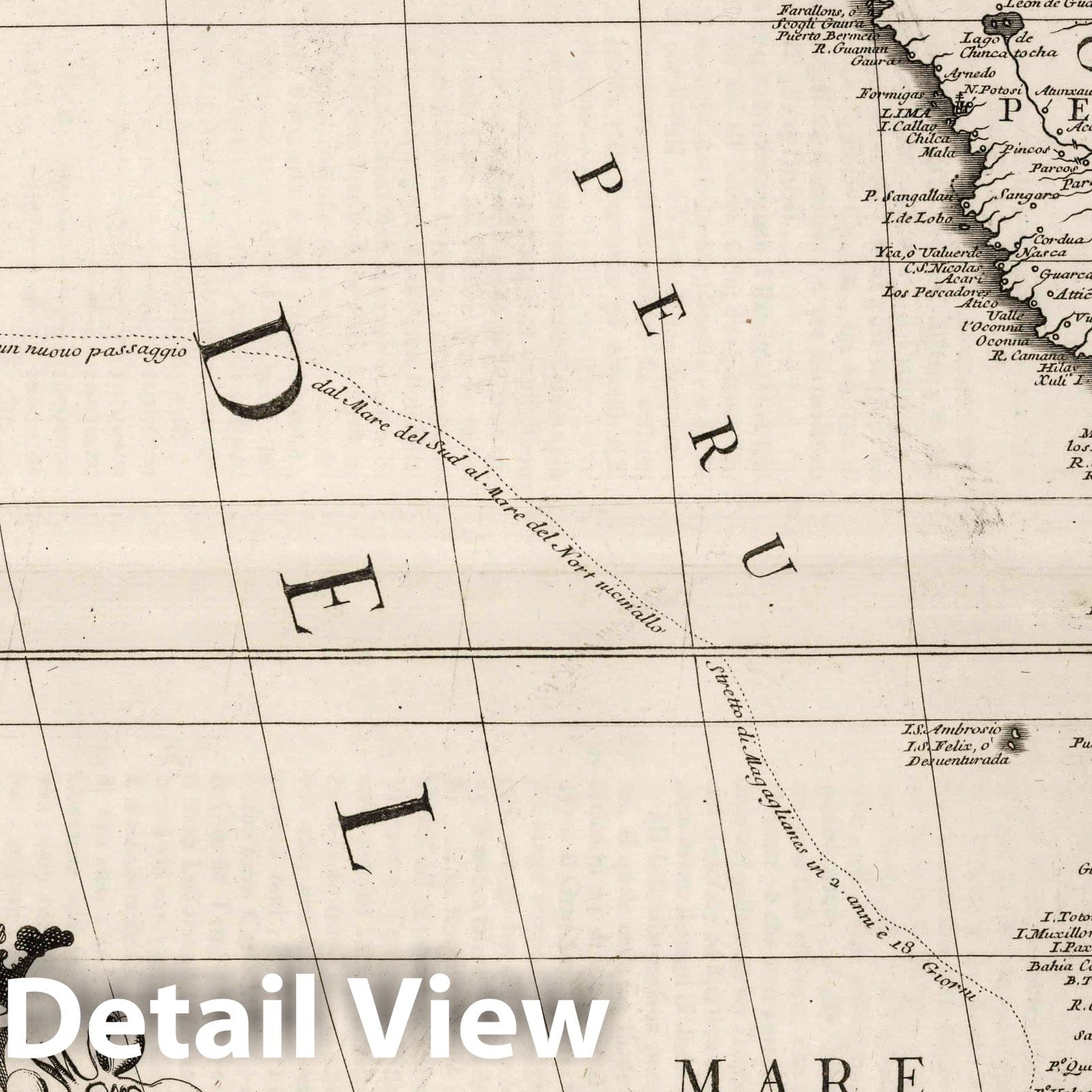 America Meridionale (western sheet) - River Map, 1693 - Historical Map Print