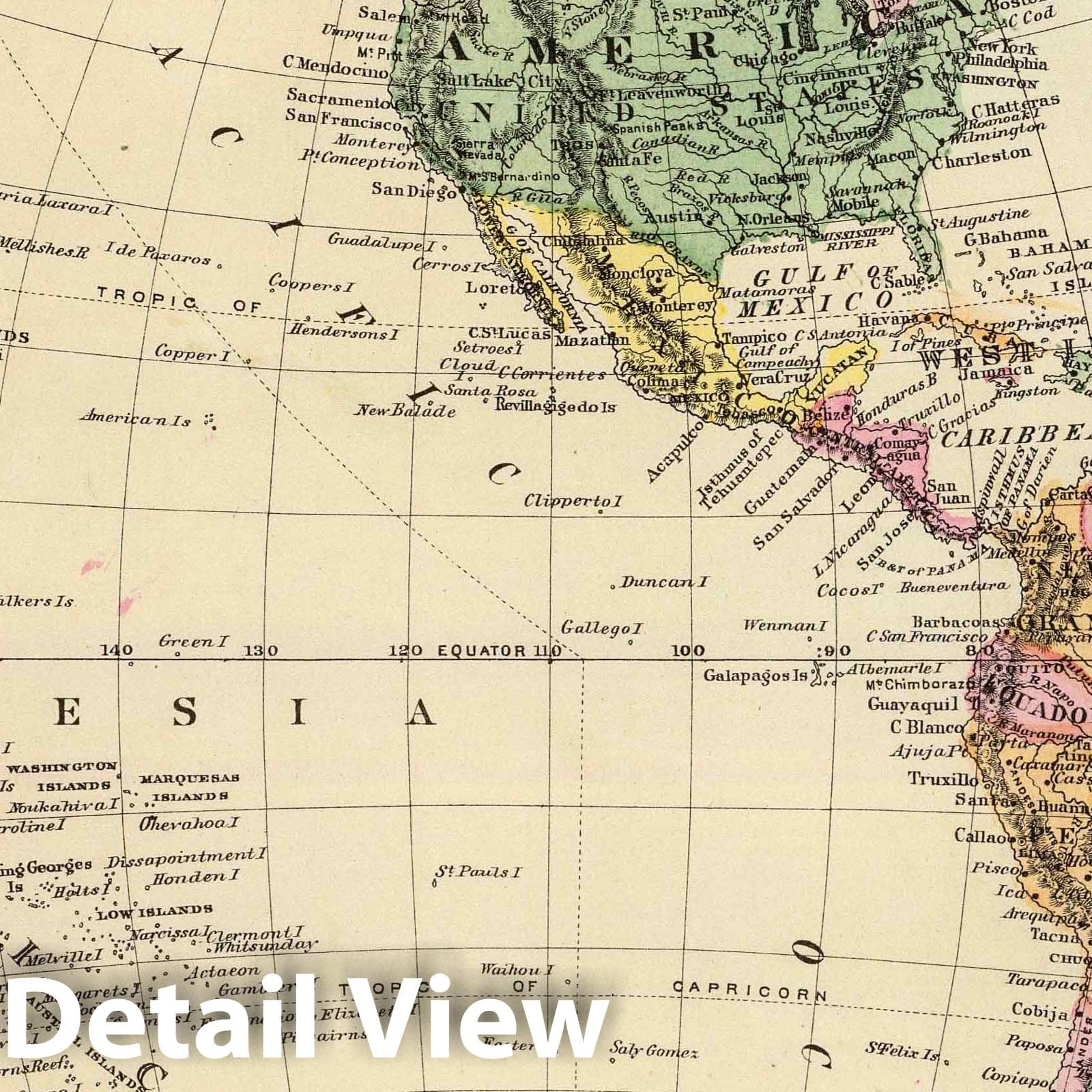 Western Hemisphere - Geologic Map, 1878 - Historical Atlas Print