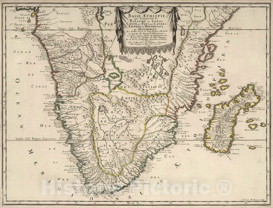 Lower Ethiopia: Kingdom of Congo, Coast of Kaffirs, Kingdoms of Mutapa and Monoemugi, 1695 - Historical Map Print