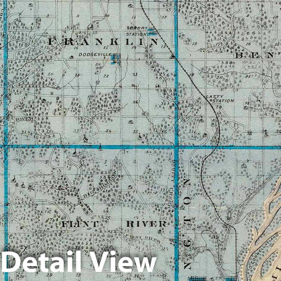 Des Moines County - Railroad Map, 1875 - Historical Map Print