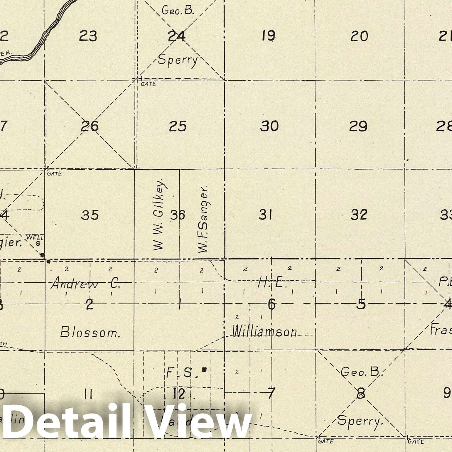 Fresno County, California - Survey Map, 1891 - Historical Cadastral Print