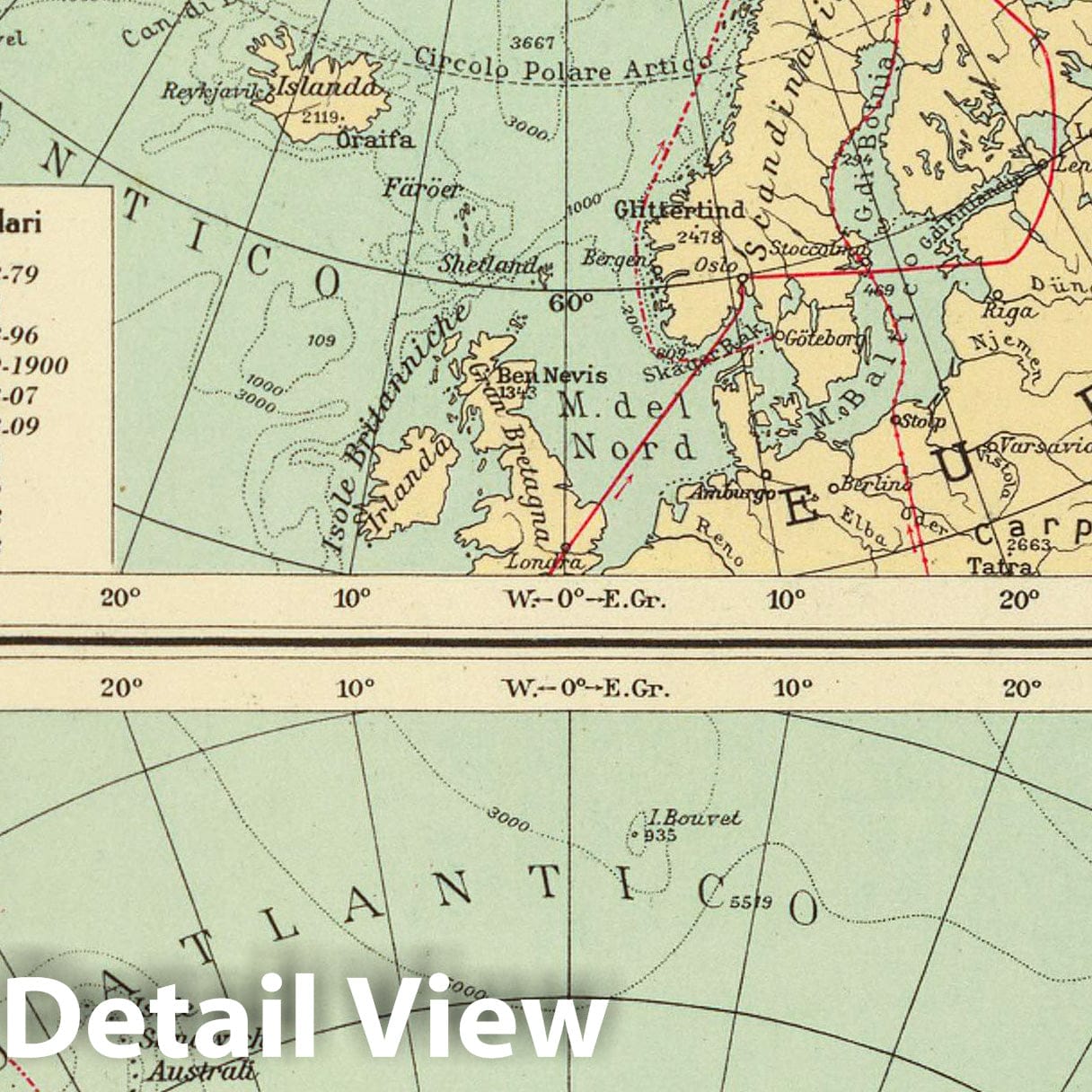 Polar Regions, 1929 - Historical Map Print