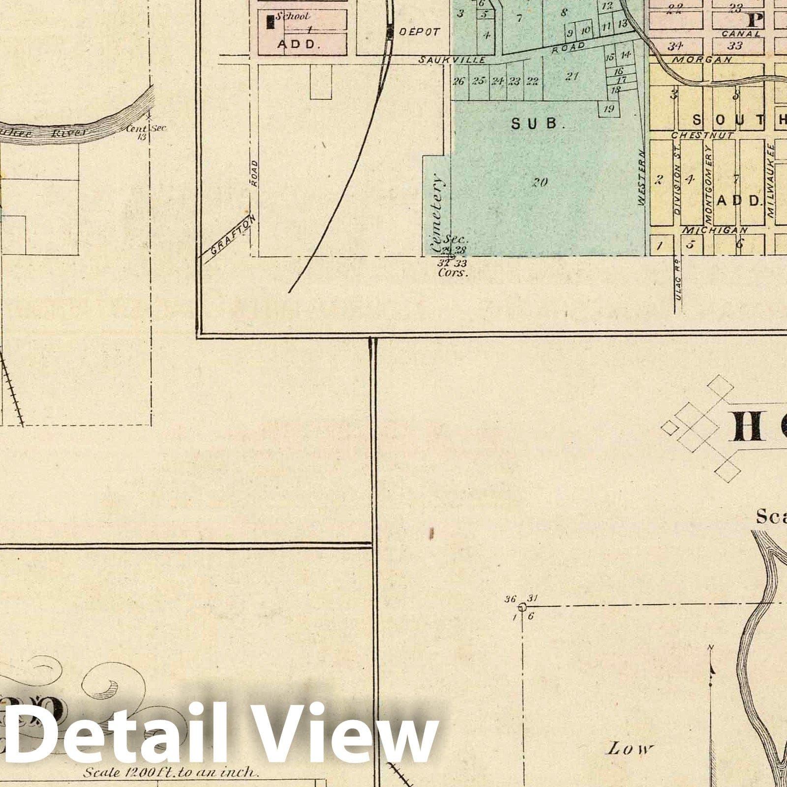 West Bend, Port Washington, Hartford, and Horicon, Wisconsin - 1878 Historical Map Print