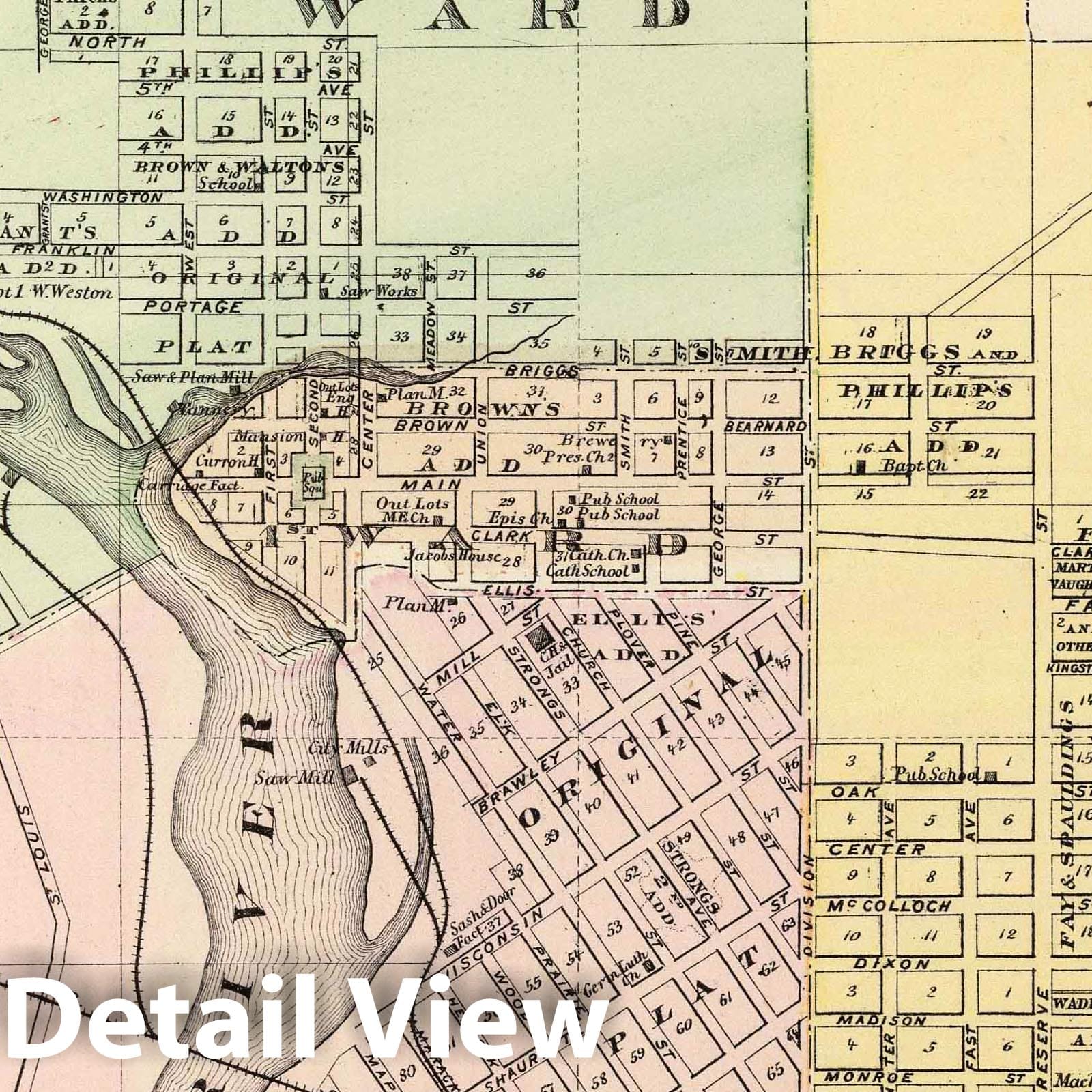 Stevens Point, Elroy and Wonewoc, Wisconsin - Geologic Map, 1878