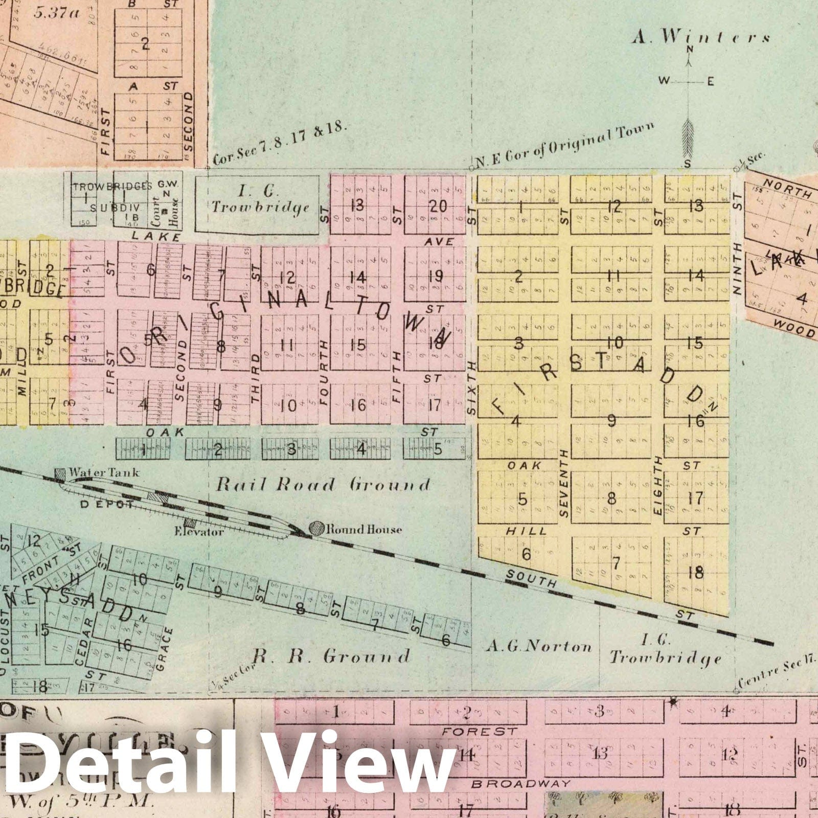 Waseca, Woodville Township, Waseca County, Minnesota 1874 Historical Map