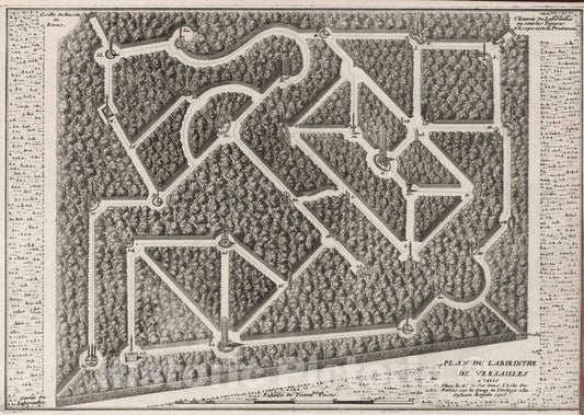 Historic Map : 1715 View: Plan du Labirinthe de Versailles. - Vintage Wall Art