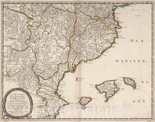 Historic Map : 1653 Estates of the Crown of Aragon, Spain. - Vintage Wall Art