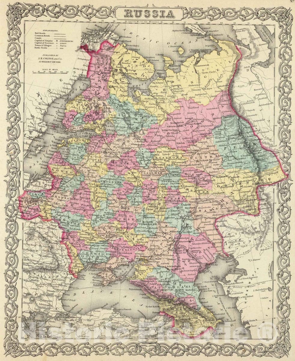 Historic Map : 1856 Russia. - Vintage Wall Art
