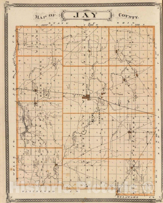 Historic Map : 1876 Map of Jay County. - Vintage Wall Art