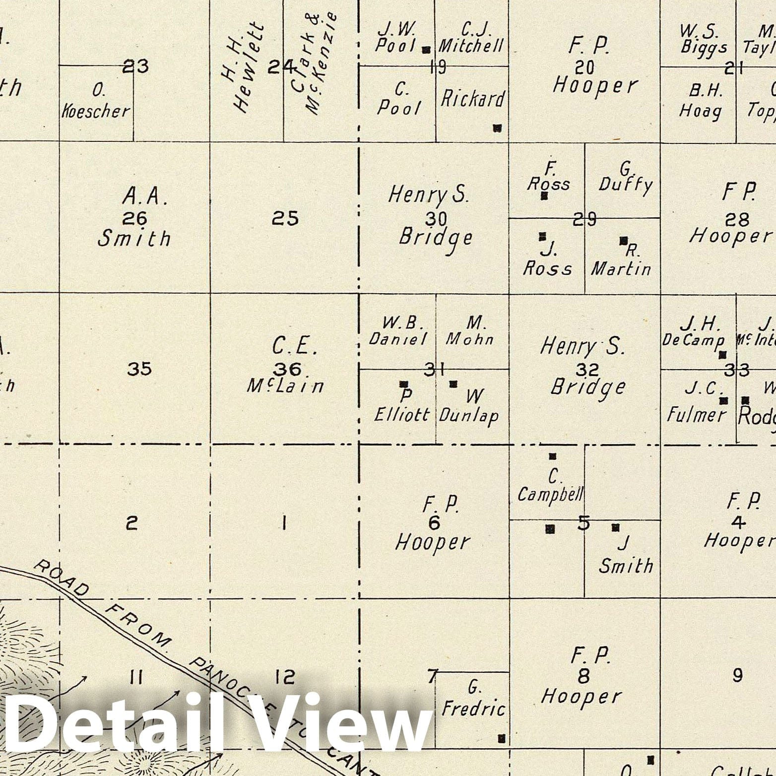 Fresno County Survey Map, 1891 - Historical Cadastral Map Print