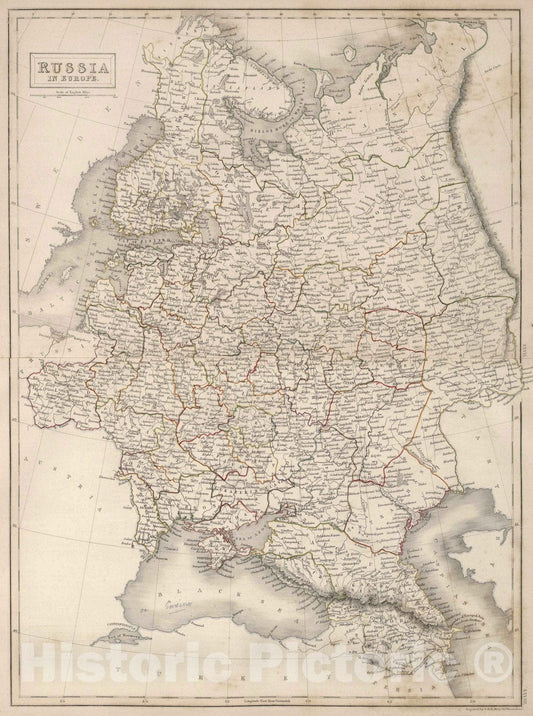 Historic Map : 1841 Russia in Europe. - Vintage Wall Art