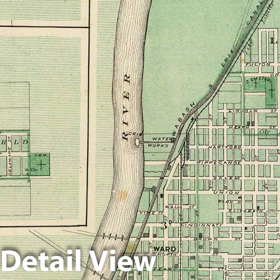 Lafayette, Battle Ground City, and Dayton, Indiana - Military Map, 1876