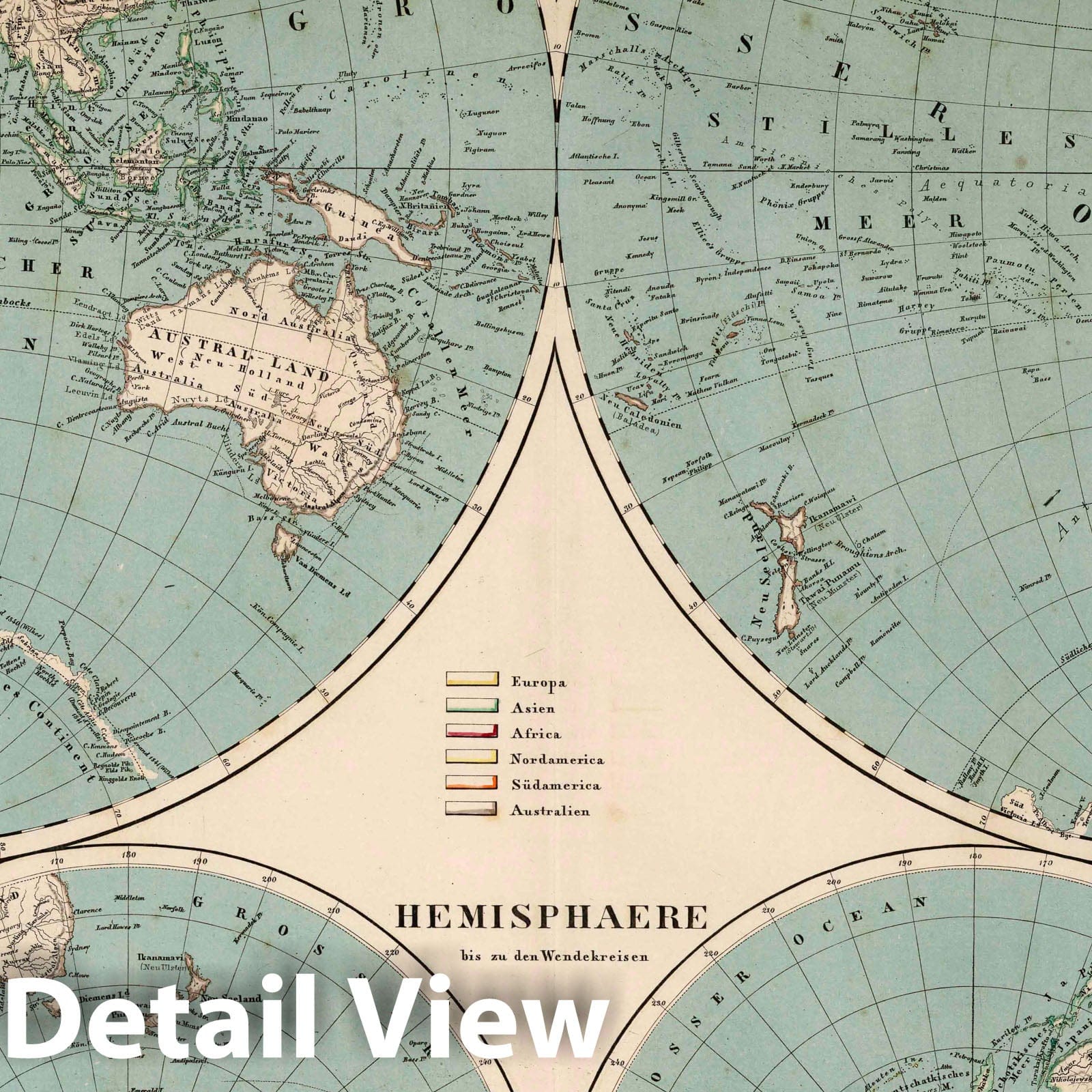 World Map 1875 - Great Hand-Atlas of Heaven and Earth - Historical Map Print