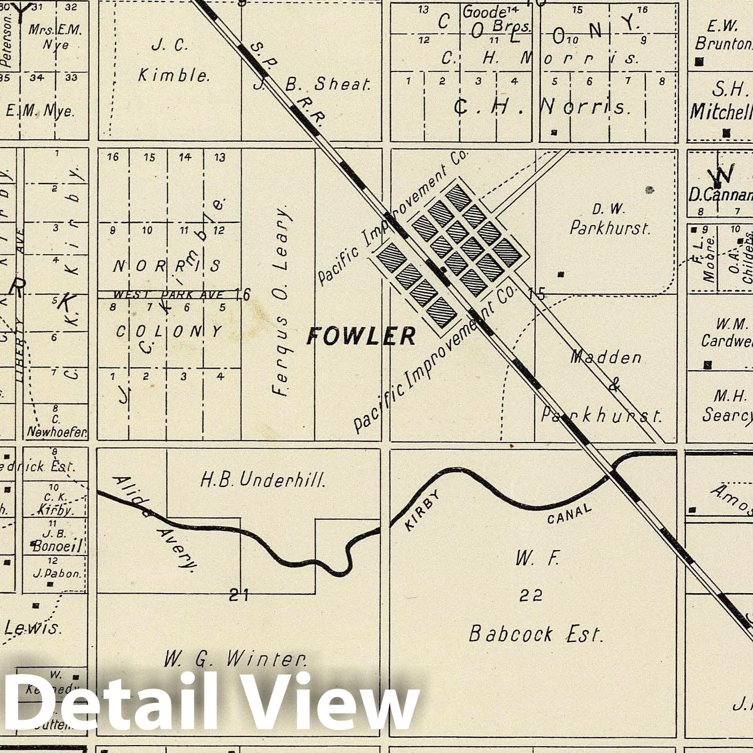 Fresno County Survey Map, 1891 - Historical Cadastral Print
