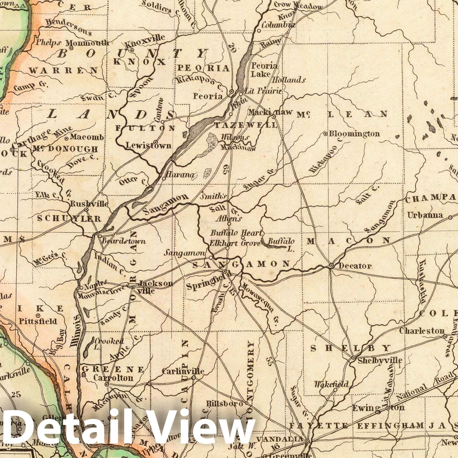 Illinois and Wisconsin Lead and Lead Ore Region - Mining Map, 1845