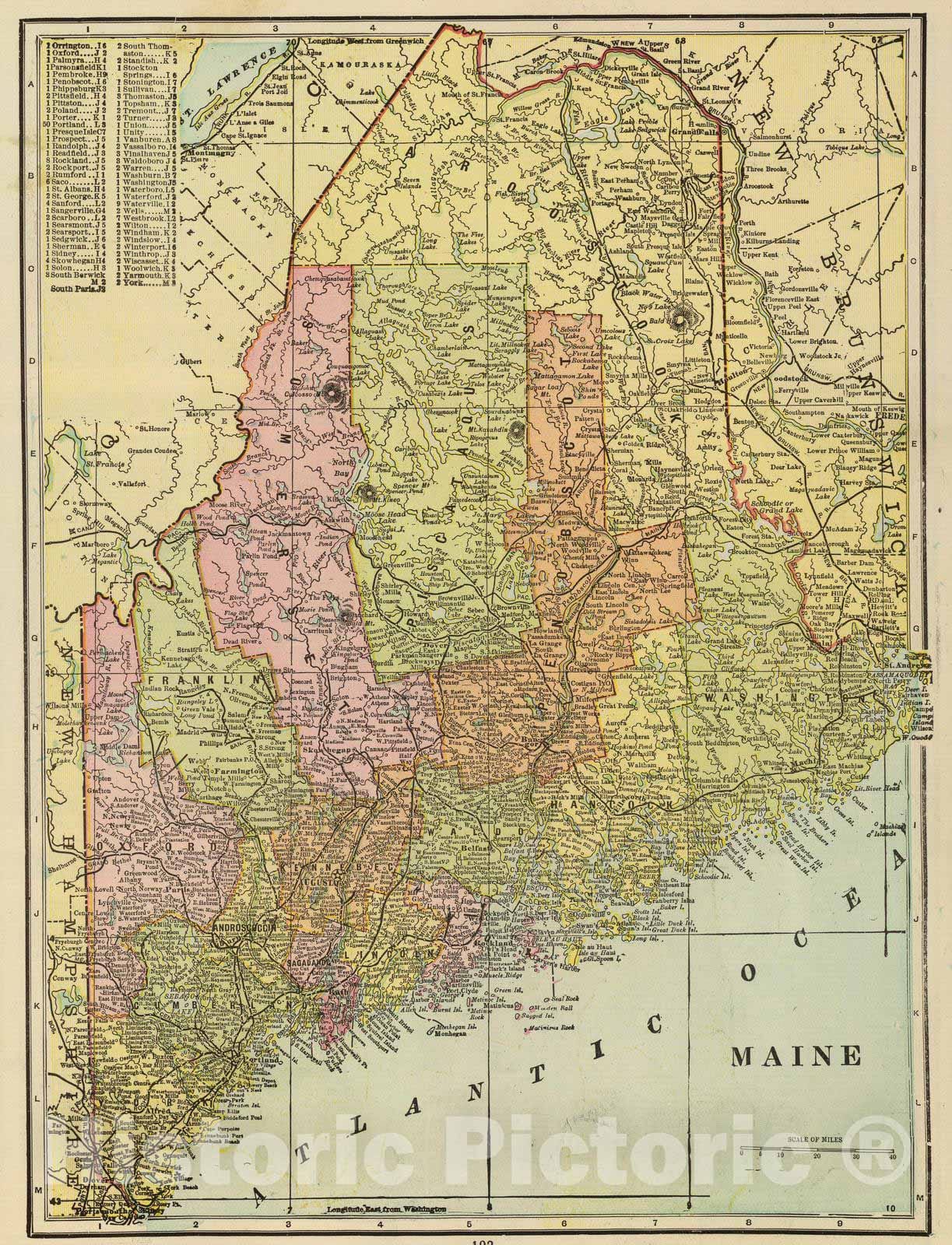 Historic Map : 1909 Maine. - Vintage Wall Art