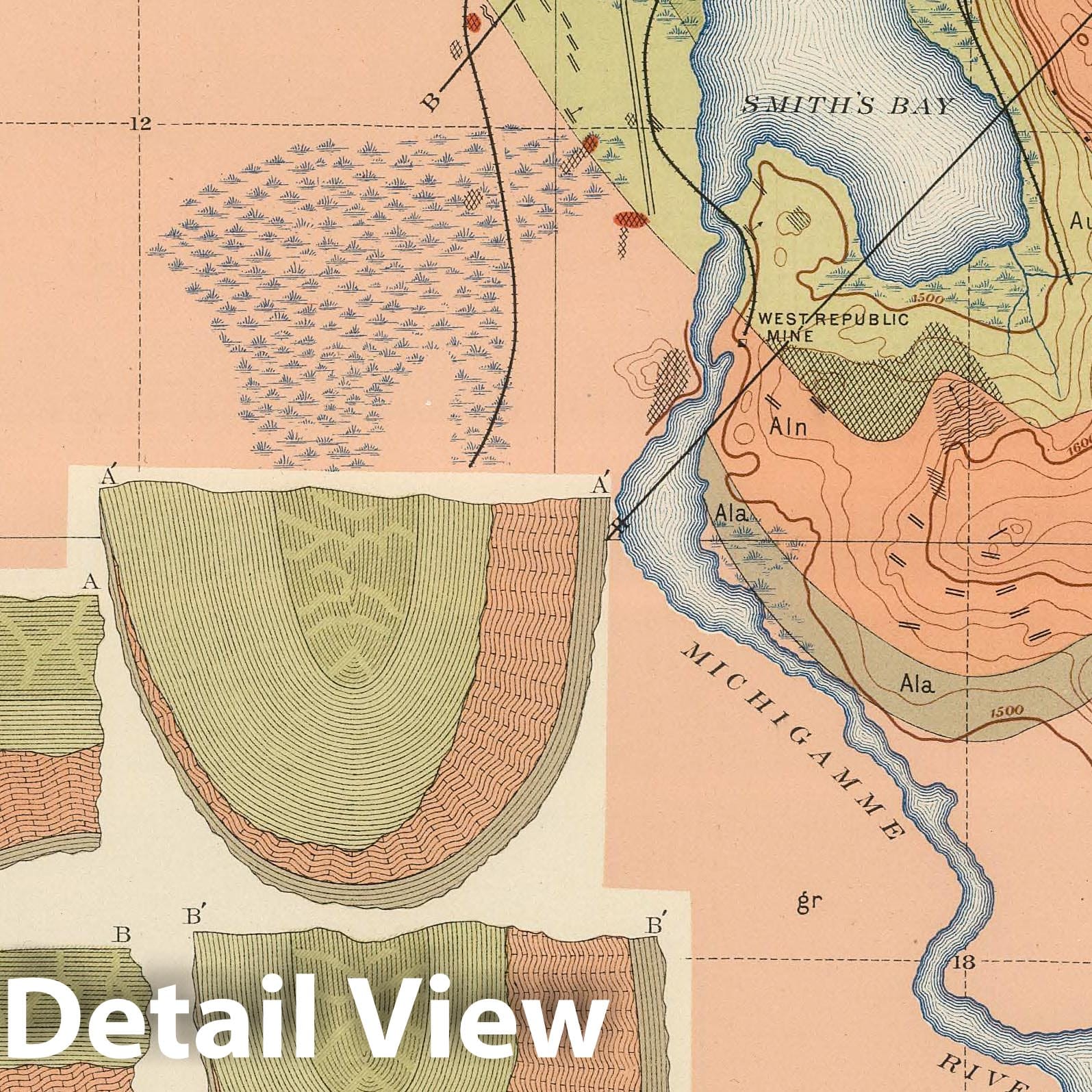 Marquette Iron-Bearing District, Michigan - Geology Sheet XI, 1896