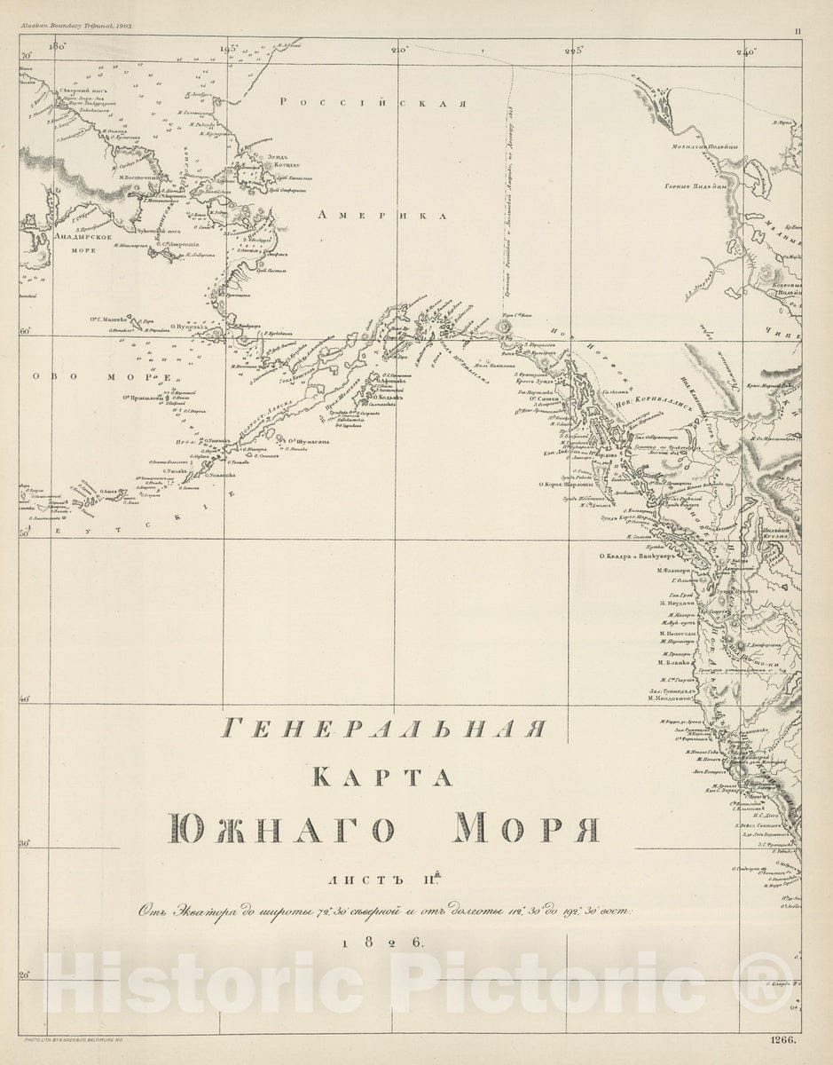 Historic Map : 1826 Russian Admiralty's Chart Northeast Pacific. - Vintage Wall Art