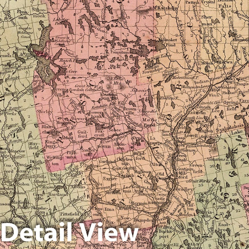 Maine - Railroad Map, 1873 - Gray's Atlas Historical Map Print