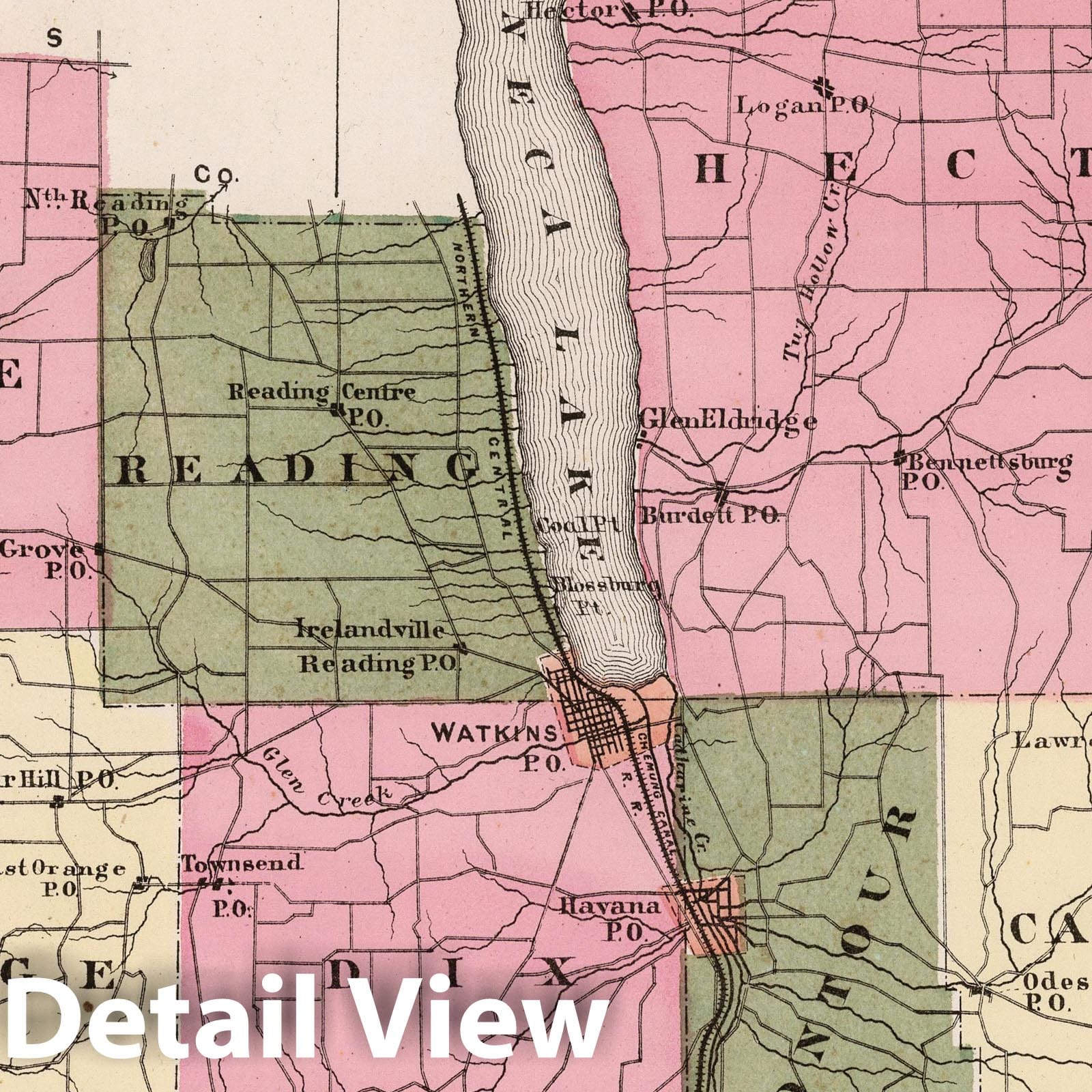 Outline Plan of Schuyler Co., New York - Property Map, 1874